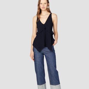 10crosby DEREK LAM Navy Cami with Ruffle Detail SIZE 00 XS